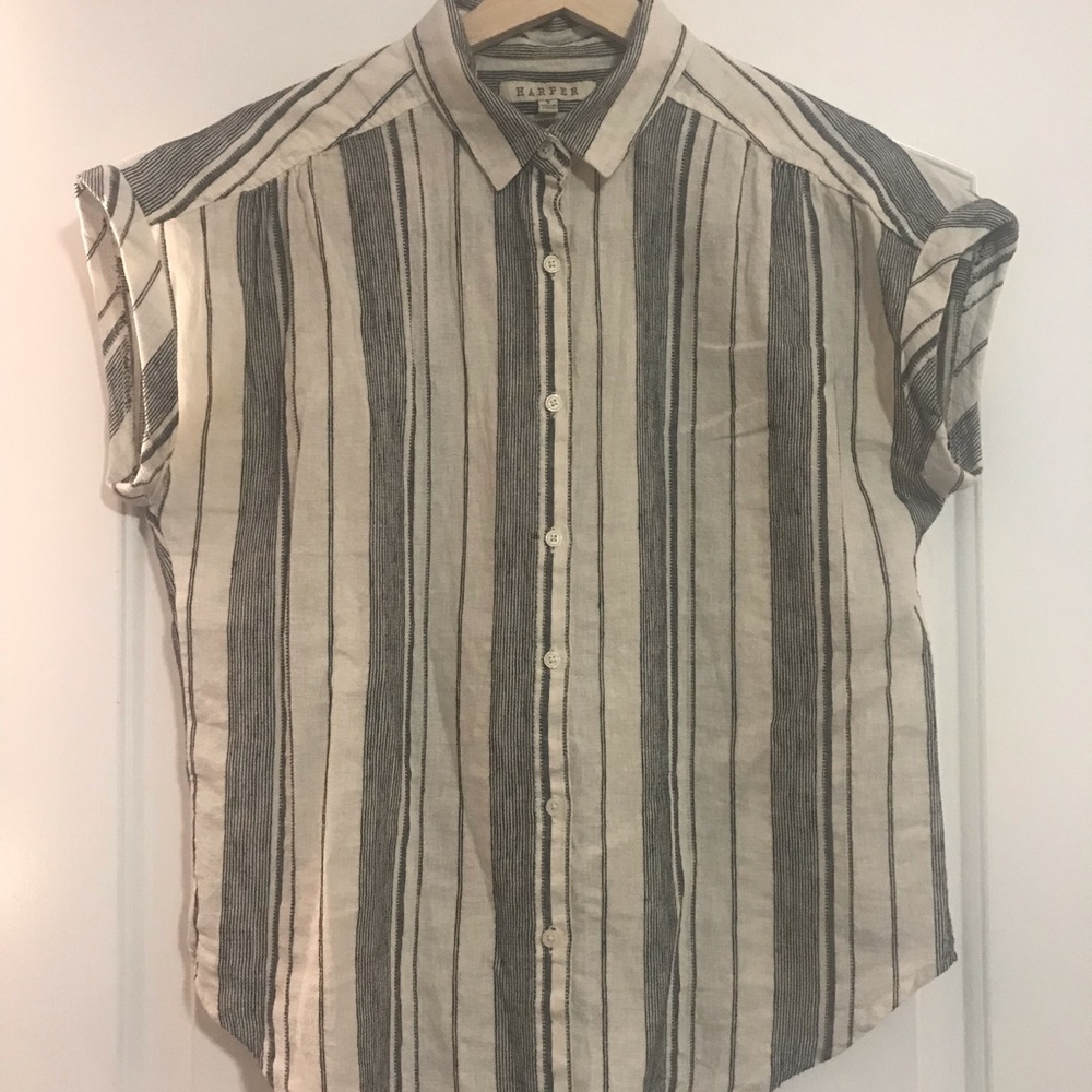 Linen Button Down Dolman Blouse